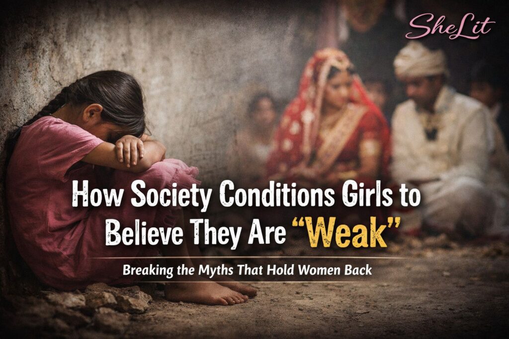 a young girl sitting alone symbolising how society conditions girls