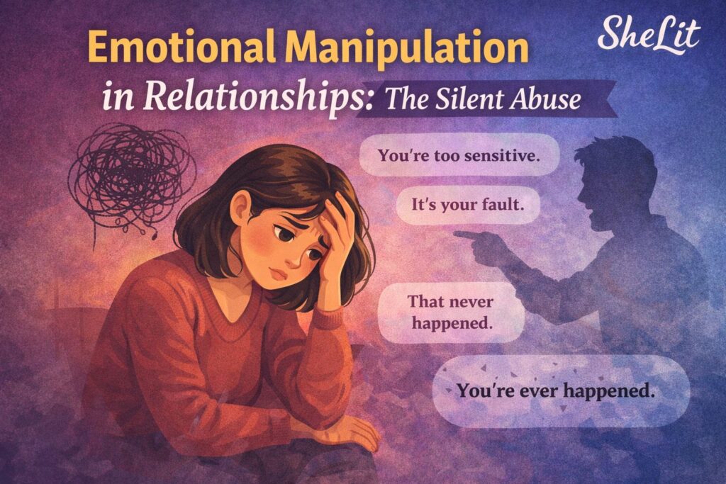 emotional manipulation in relationships illustrating showing silent emotional abuse faced by wome