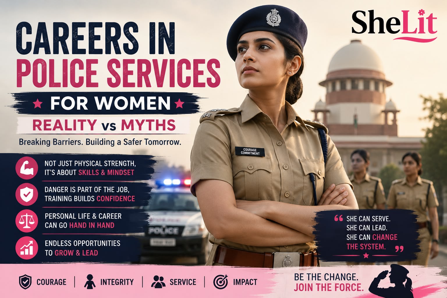 women police officer representing career opportunities for women in police services